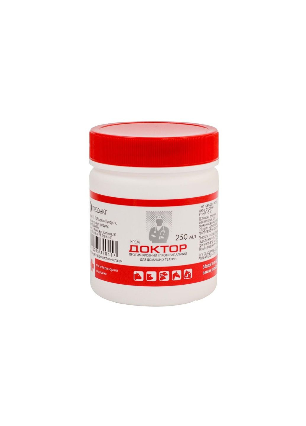 Крем ДОКТОР протимікробний протизапальний (мазь для зовнішнього застосування) для домашніх тварин 250 мл Продукт (284176043)