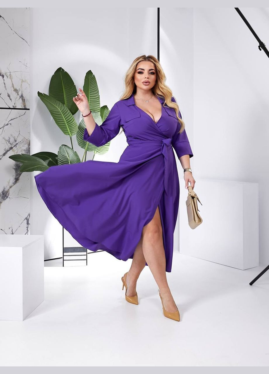 Фіолетова жіноча сукня міді із софта колір фіолет р.50/52 454014 New Trend