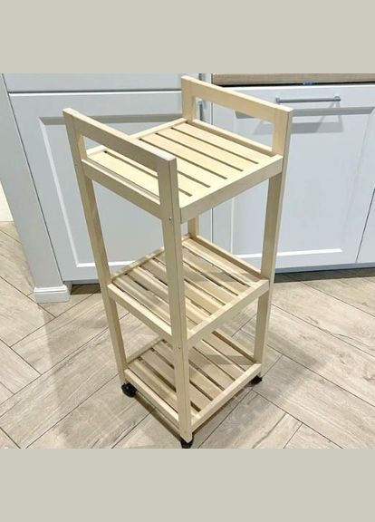 Этажерка из дерева для ванной на колёсиках Морона бланже (АБТ-005301) No Brand (328209215)