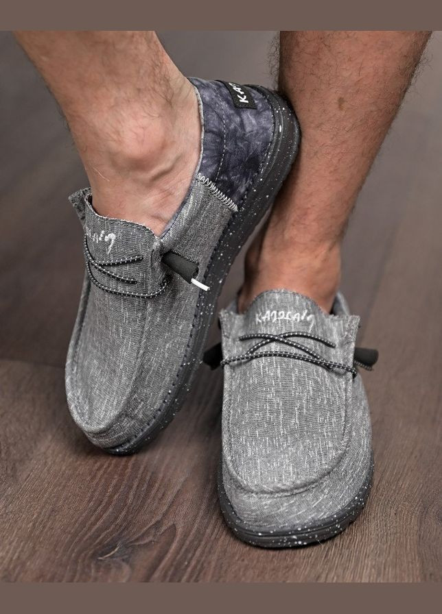 Серые мужские лоферы кордура черные No Brand