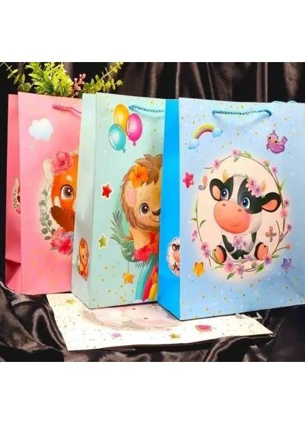 Пакет паперовий з принтом "Милі звірятка", 32*26*10см, в асортименті No Brand (370866822)