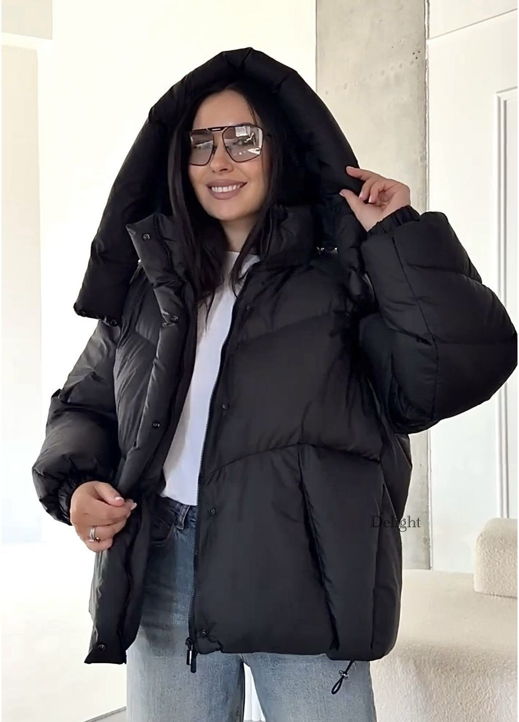 Черная зимняя зимняя куртка пуховик отменного качества. био-пух No Brand