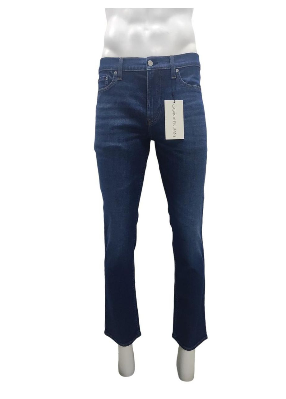 Комбинированные демисезонные мужские джинсы calvin klein, straight синего цвета, w32/l32 slim fit Calvin Klein Jeans
