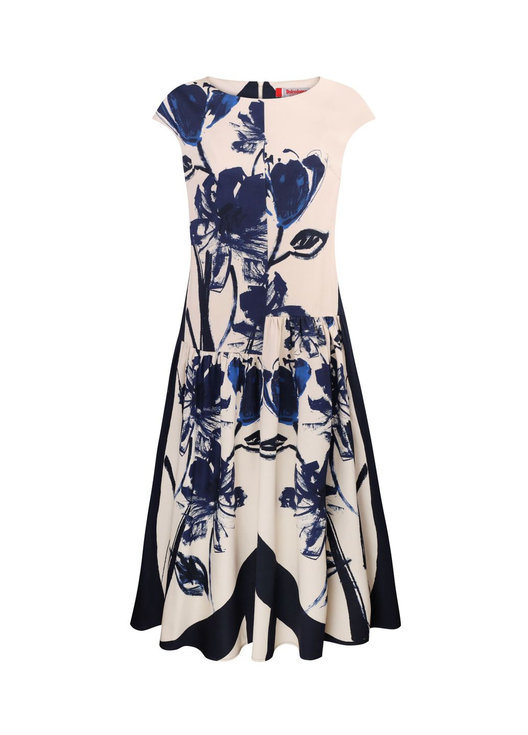 Синя романтична бавовняна сукня в біло-синьому кольорі з принтом агна Dolcedonna