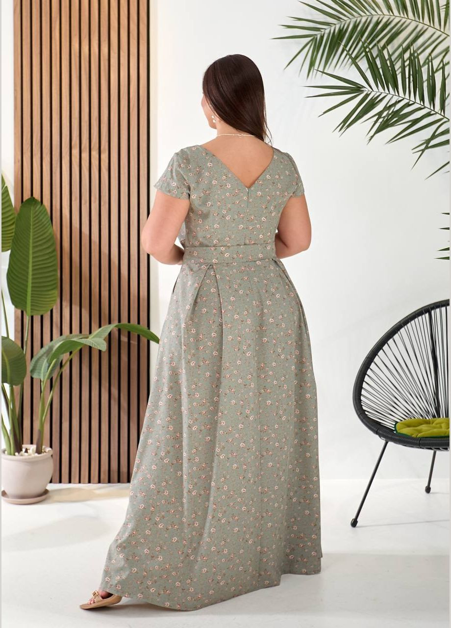 Сіра повсякденний, кежуал жіноча сукня батал а-силует Style Point з квітковим принтом