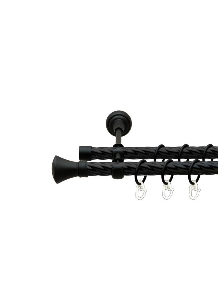 Карниз Люксор металлический двухрядный открытый скрученная труба Черный Бархат 19\19 мм 300 см (00-00007030) ORVIT (300281875)