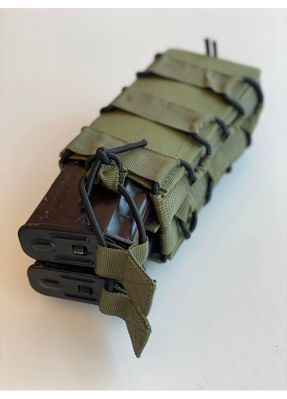 Подвійний штурмовий підсумок для магазинів АК на кнопках Олива, MOLLE, Оксфорд MorningStar (365783743)