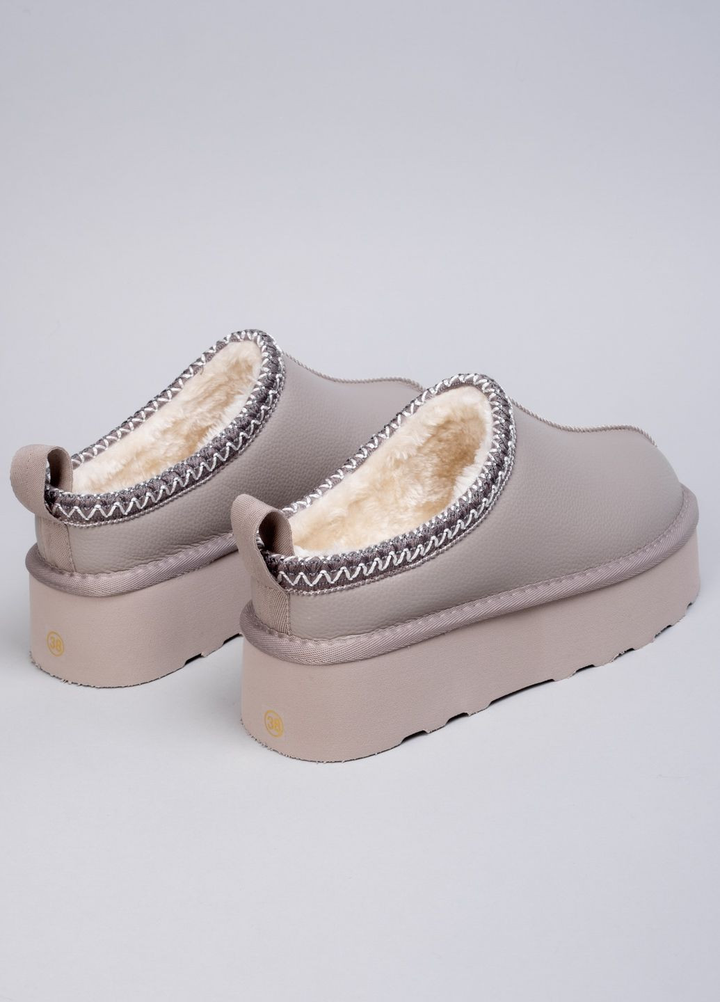 Угги женские 5852-1 серые кожанные 344460 Power (303397132)