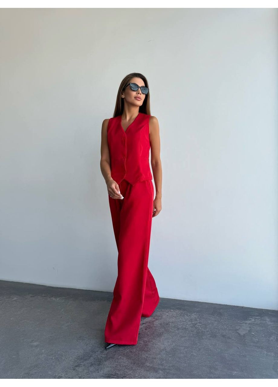 Жіночий елегантний костюм із жилетом і широкими брюками Україна (355803470)