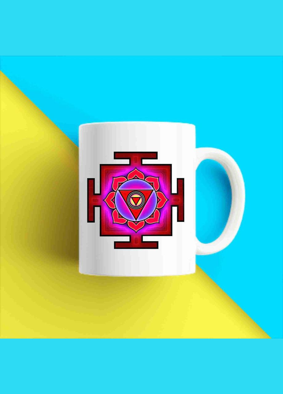 Білий кухоль (чашка) з принтом "Янтра. Yantra. kamana yantra. Камна Янтра" Push IT Кавун Чашка (316111958)