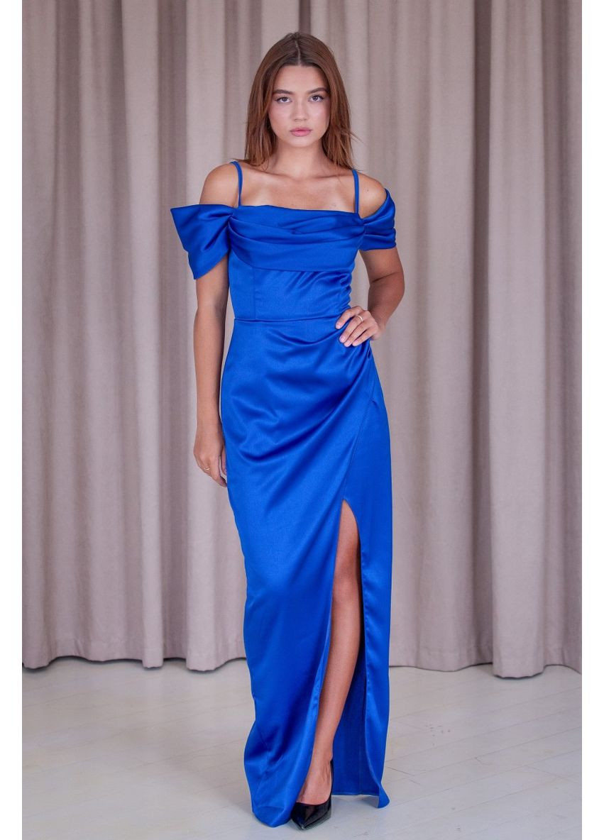 Синя вечірня плаття First Woman однотонна