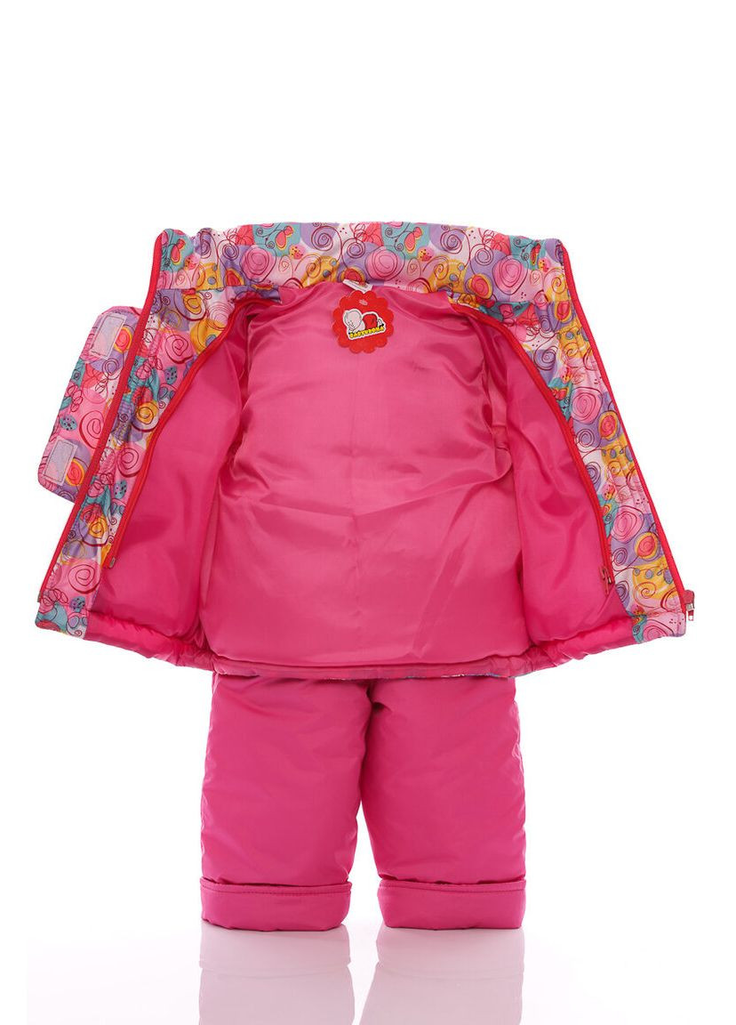 Розовый зимний комбинезон на синтепоне для девочки галактика ноль подстежка белый с черным мех розовый 86 см (51511) BABYKROHA