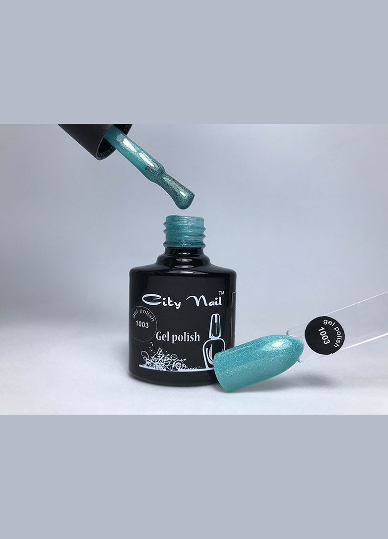 Гель-лак CityNail 1003 блакитний з мерехтінням блискітками микроблеском шиммером глітером 10 City Nail (342375735)