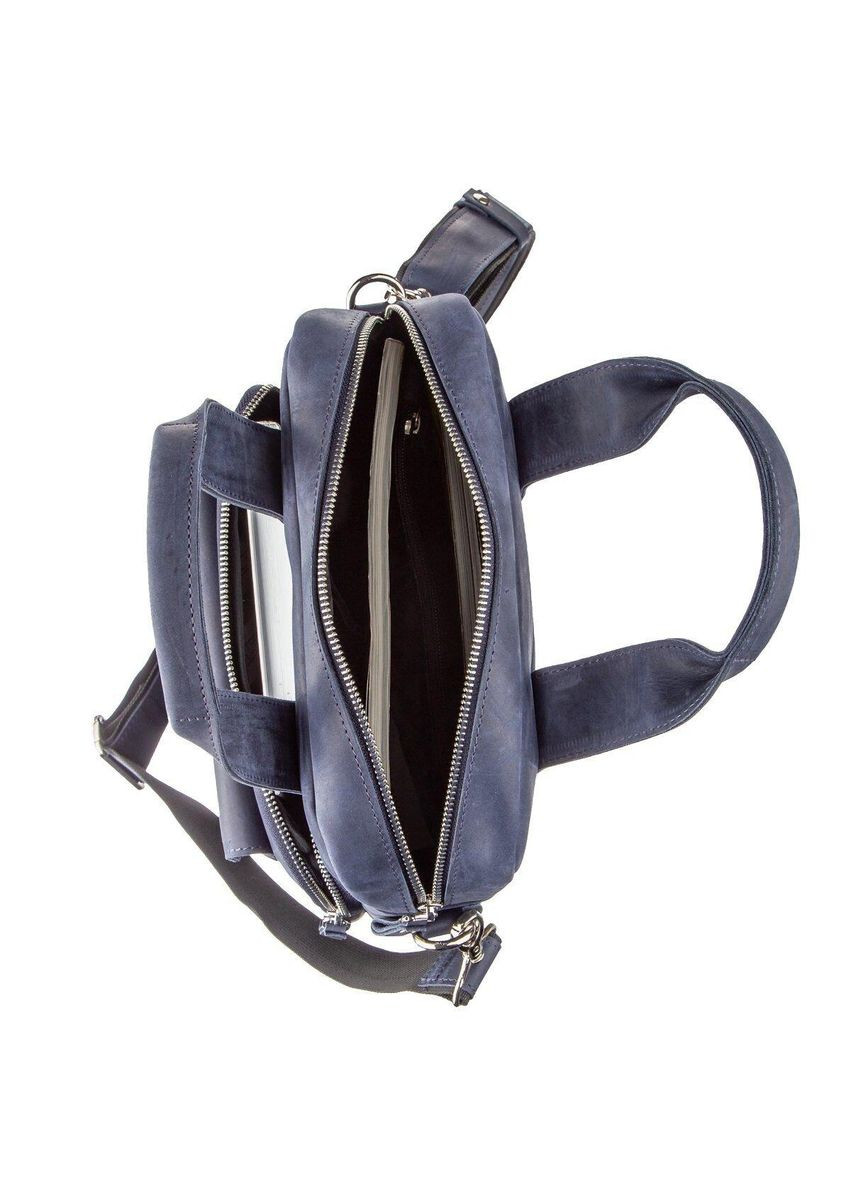 Стильна сумка під А4 вертикального формату в матовою шкірі 11170, Синя Shvigel (329148881)