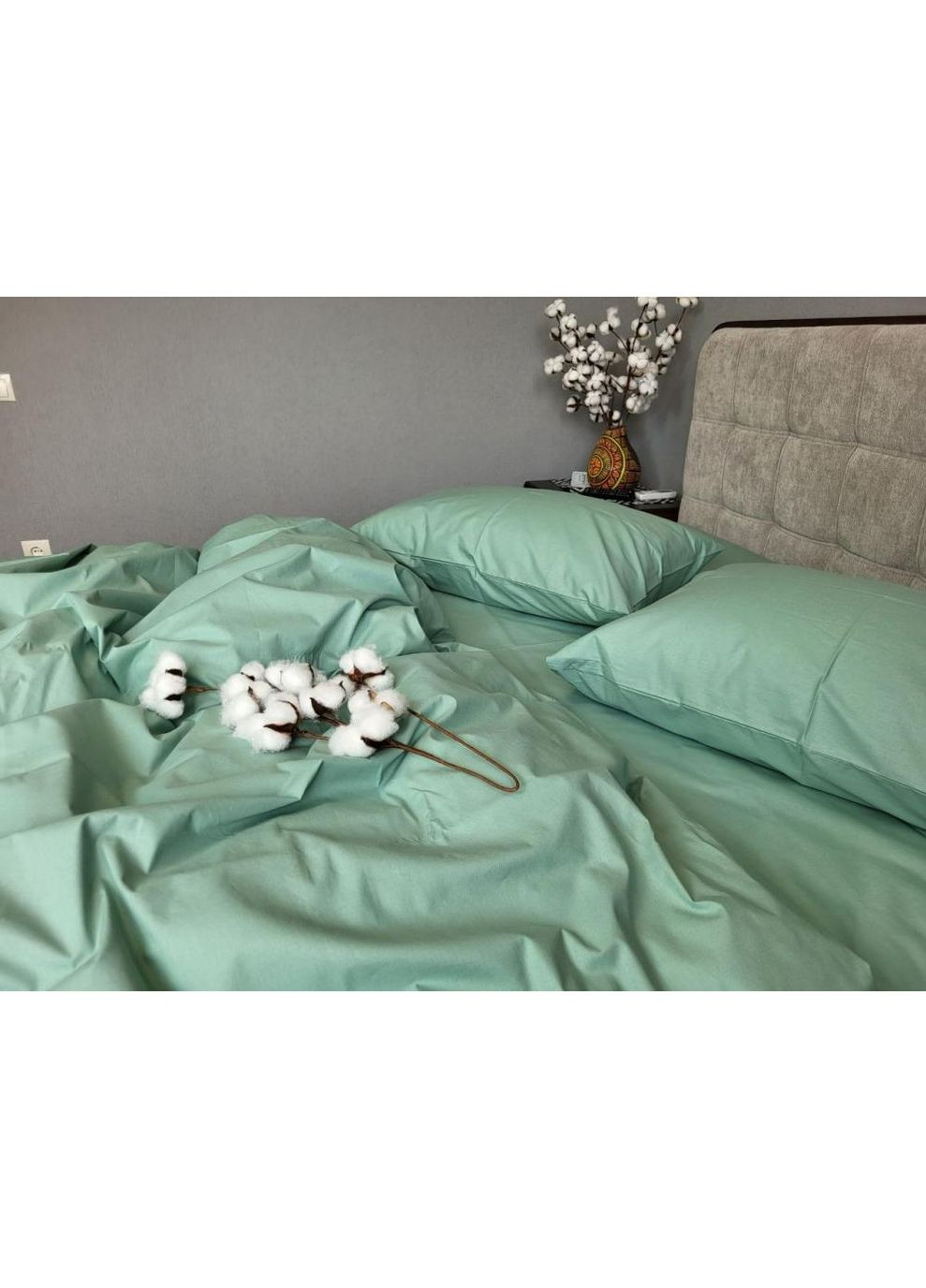 Постільна білизна Бірюзовий, ранфорс Полуторний розмір, наволочки 50/70 No Brand (364219764)