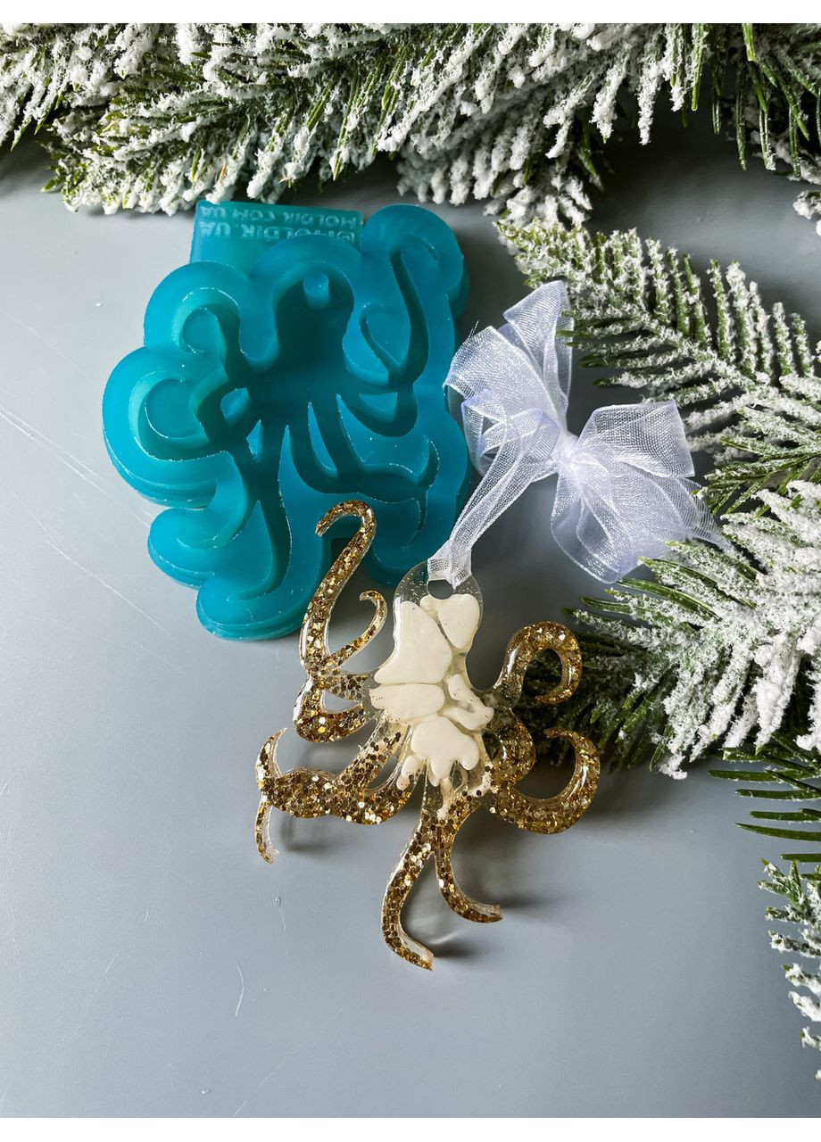 Молд Осьминог для новогодних игрушек на елку силиконовая форма для эпоксидной смолы No Brand (370566802)