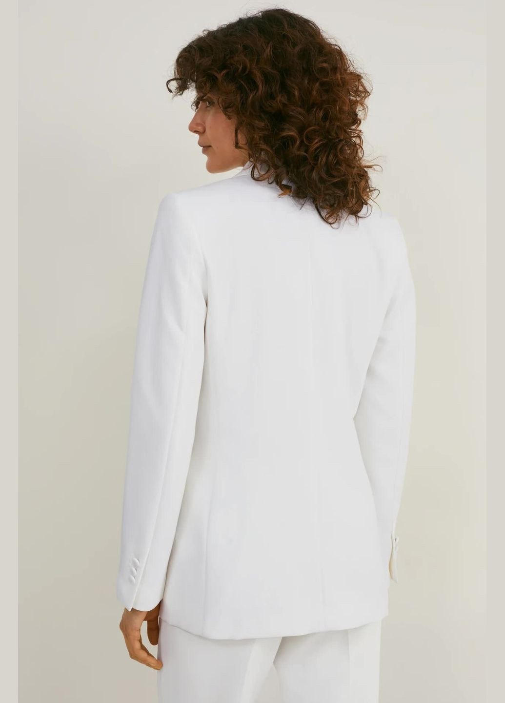Белый женский двубортный пиджак C&A однотонный - летний