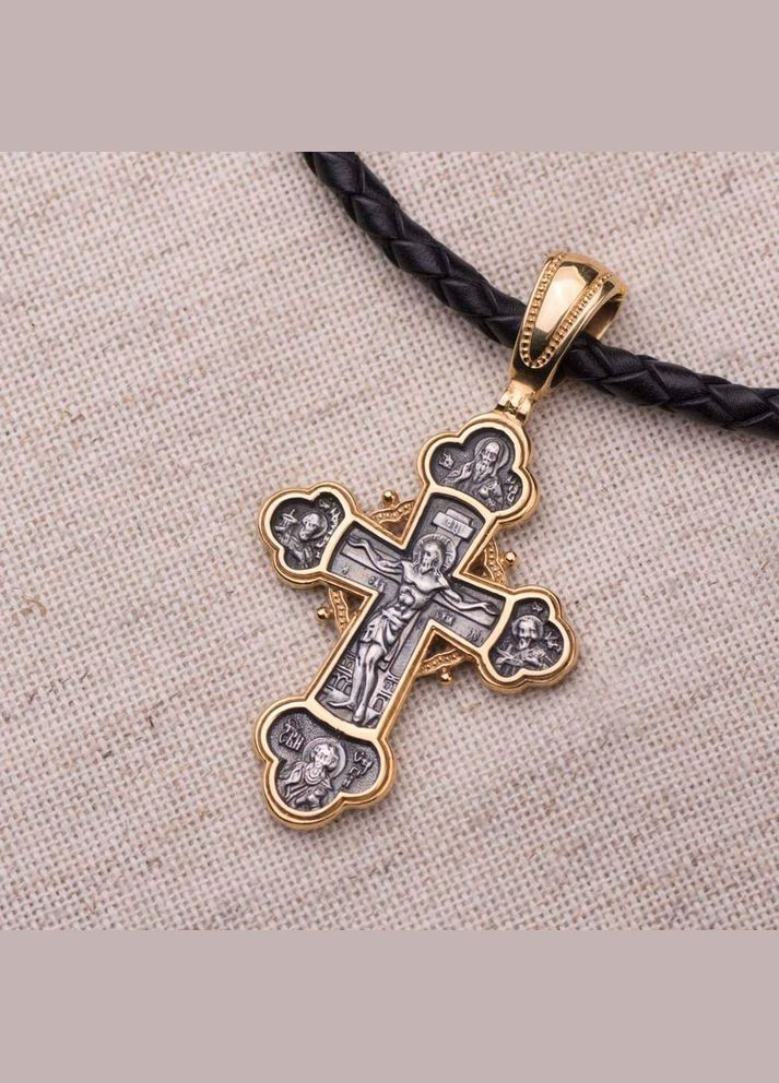 Срібний хрест Розп'яття Христове. Архангел Михаїл 132227 Oniks (264022616)