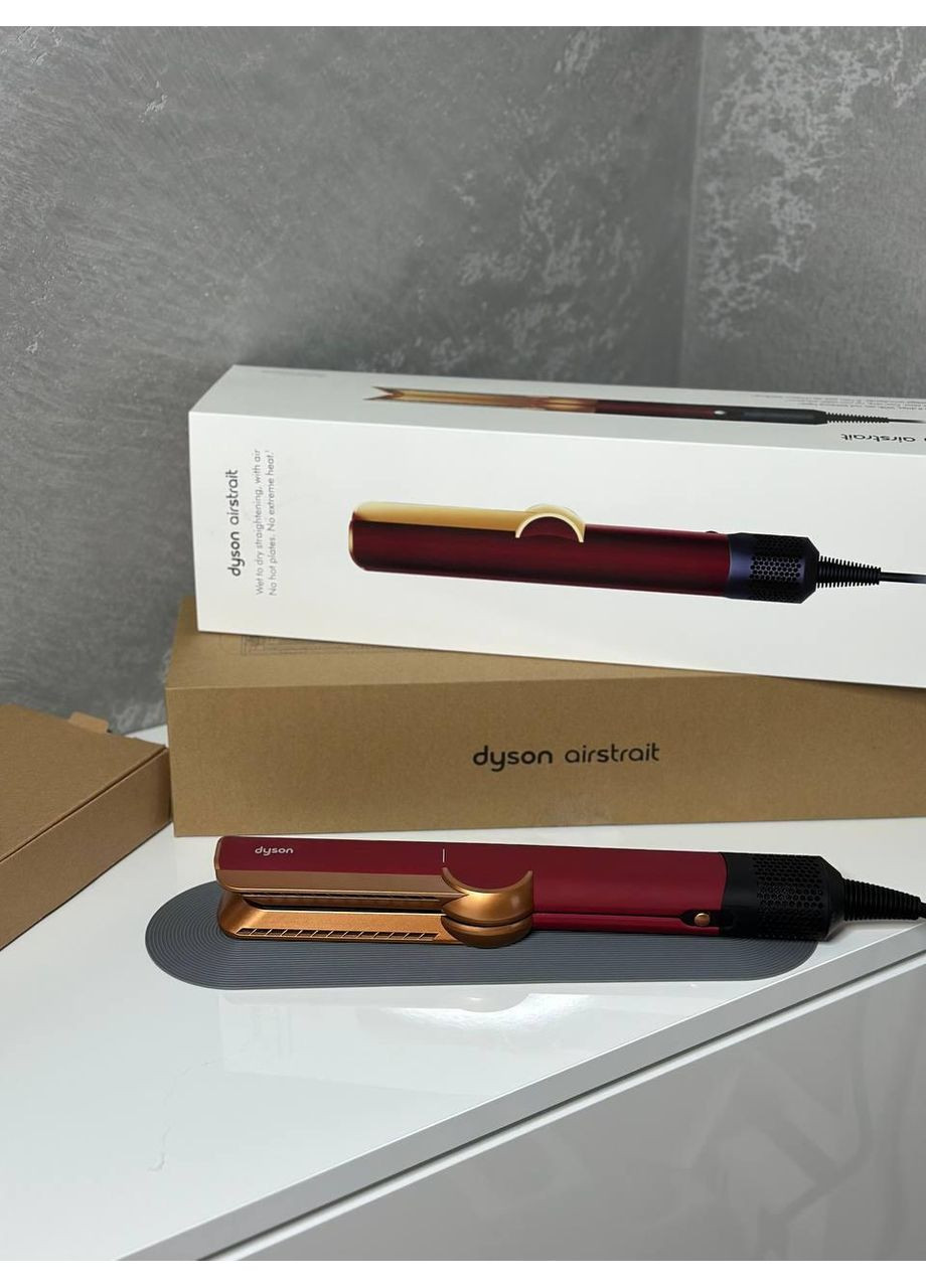 Выравниватель для волос Airstrait бордовый для сушки и выравнивания волос с ионизацией, premium copier, гарантия 12 мм Dyson (370639630)