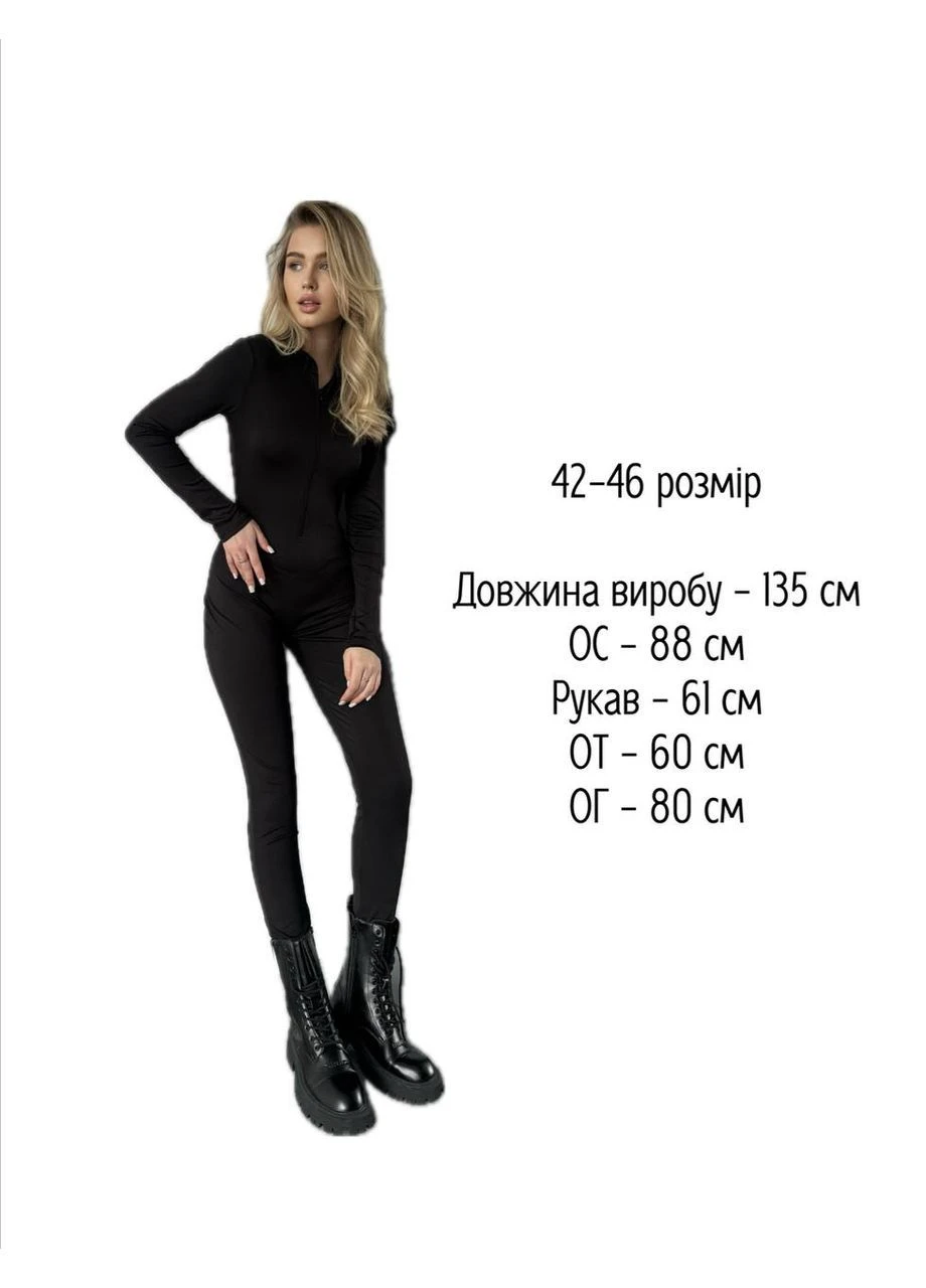 Женский комбинезон No Brand комбинезон-брюки однотонный чёрный спортивный, повседневный, домашний, кэжуал дайвинг