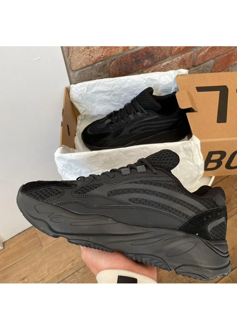 Черные демисезонные кроссовки мужские adidas yeezy boost 700 v2 no logo black адидас изи буст черные No Brand