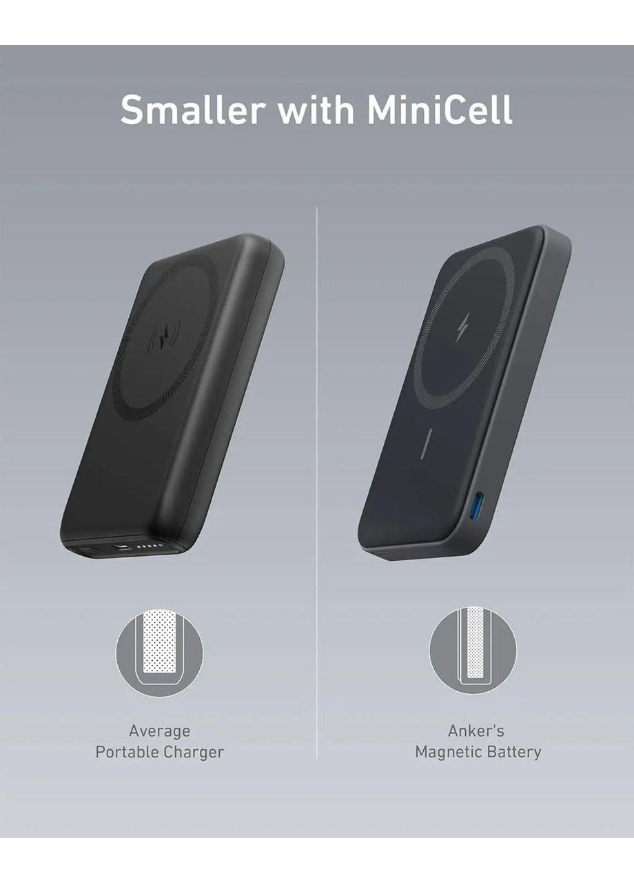 Магнитный павербанк 622 MagGo 5000 mAh 12W с беспроводной зарядкой и подставкой Черный Anker (349824340)