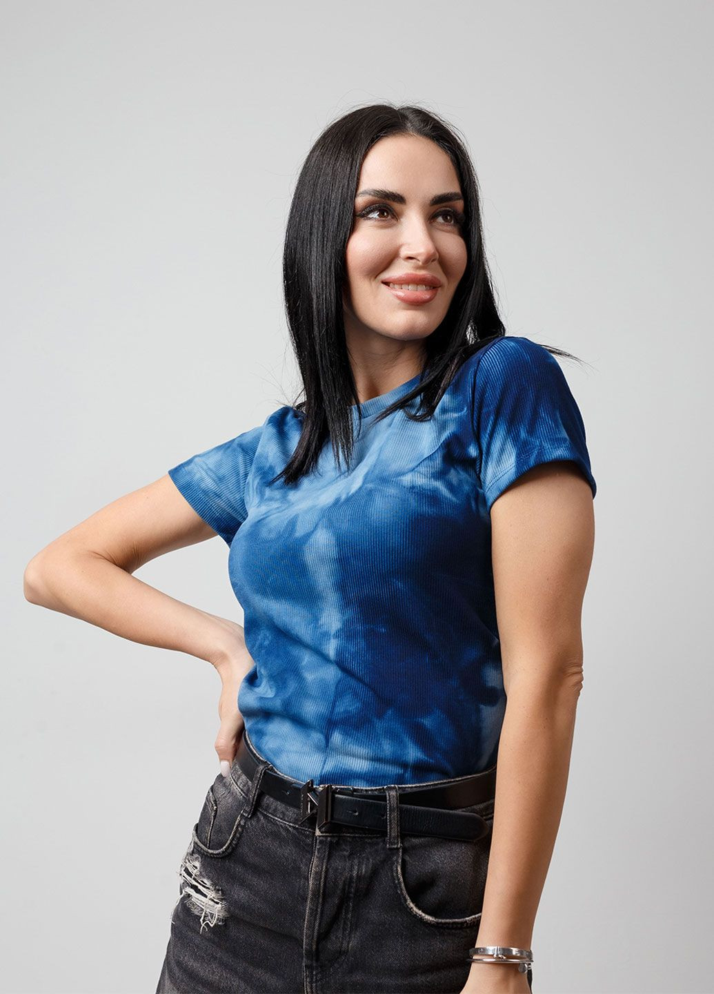 Синя літня жіноча футболка з коротким рукавом Fashion Girl Storm