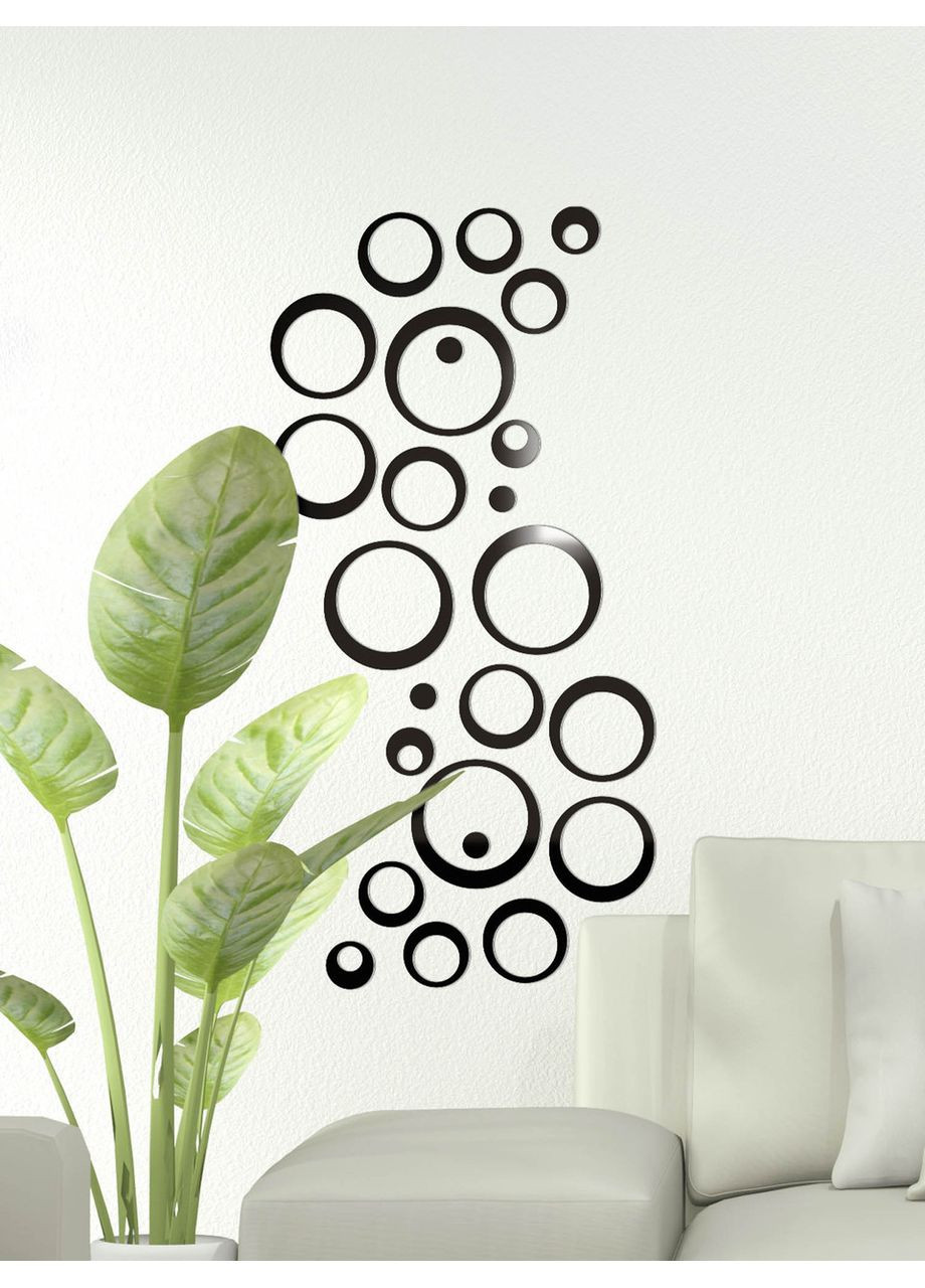 Глянцеві наклейки акрилові декоративні на стіну. шафу. вікна Міні-Орбіта 24 шт. чорний Ваша Світлість (366334465)