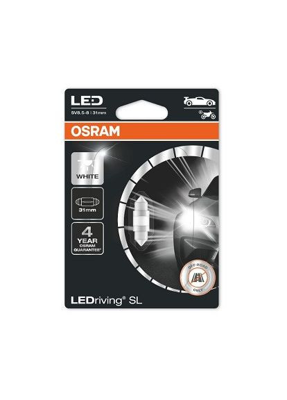 Автолампа світлодіодна C10W LED 12V 1W 6000K 31MM SV8.5-8 / LEDRIVING® SL / COOL ХОЛОДНЕ БІЛЕ СВІТЛО White (355340470)