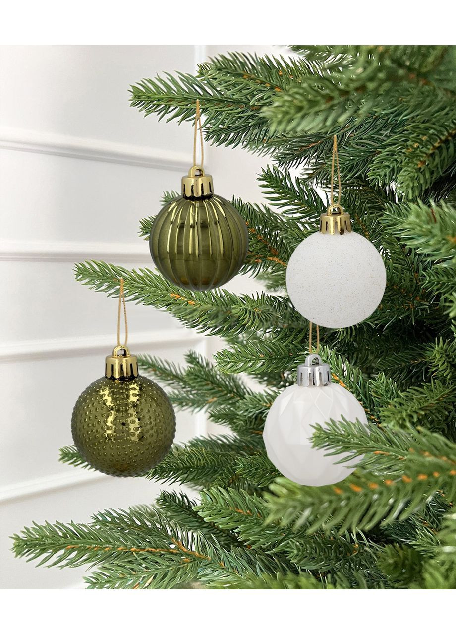Ялинкові пластикові кульки Chomik 16шт золотисті та білі для новорічного декору прикраси на ялинку ProDobro (367265839)
