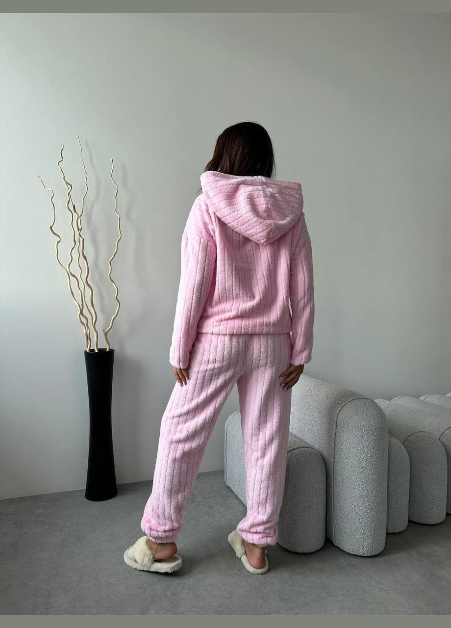 Рожева зимня піжама з капюшоном кофта + брюки Eliz