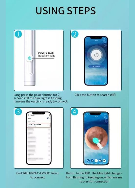 Очиститель ушей с камерой NATFIRE NE17 прибор для удаления ушной серы с отоскопом (2104618531) No Brand (336213344)