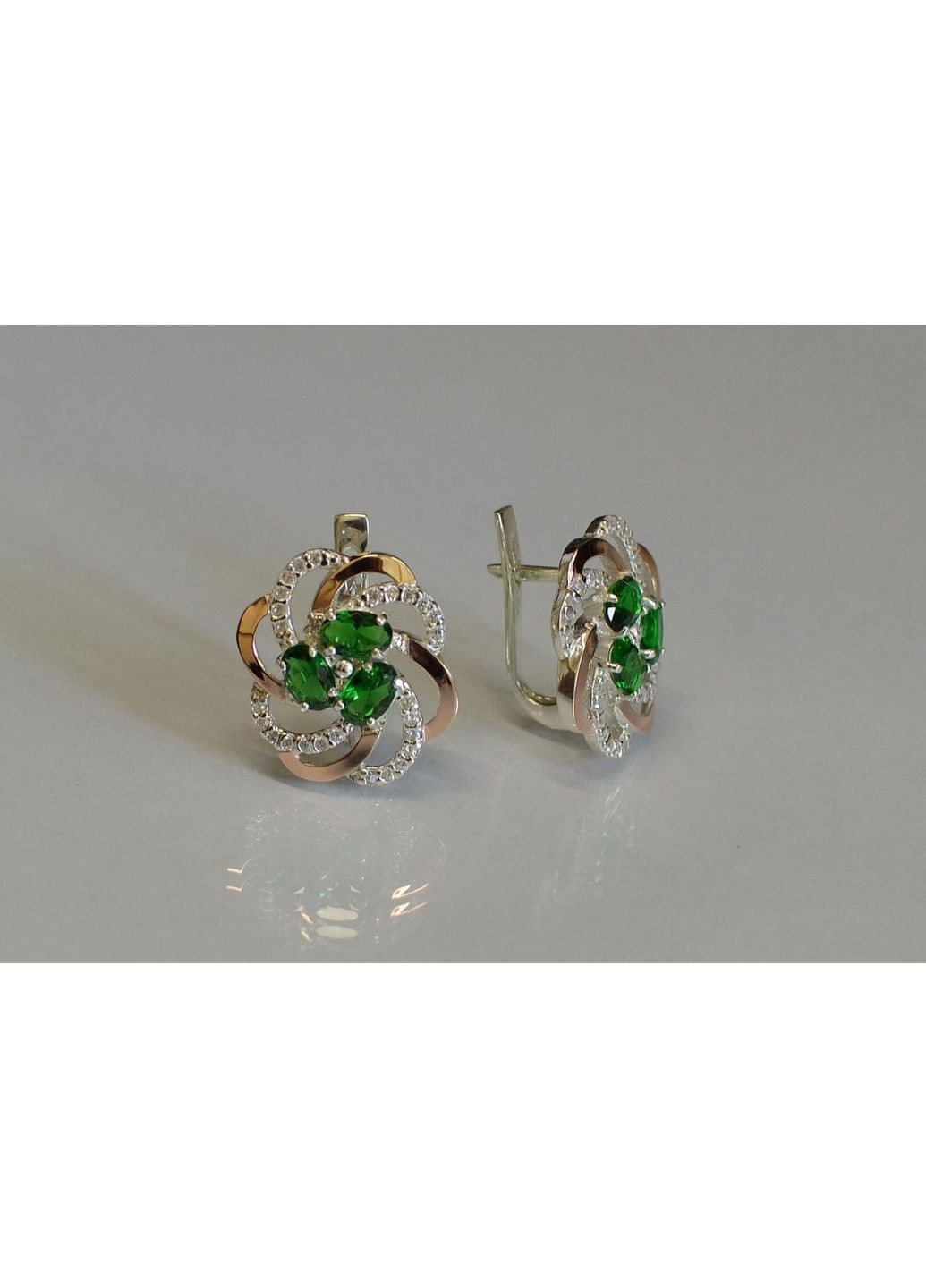 Сережки срібні з золотими напайками (пластинами) Silver Style (366813399)