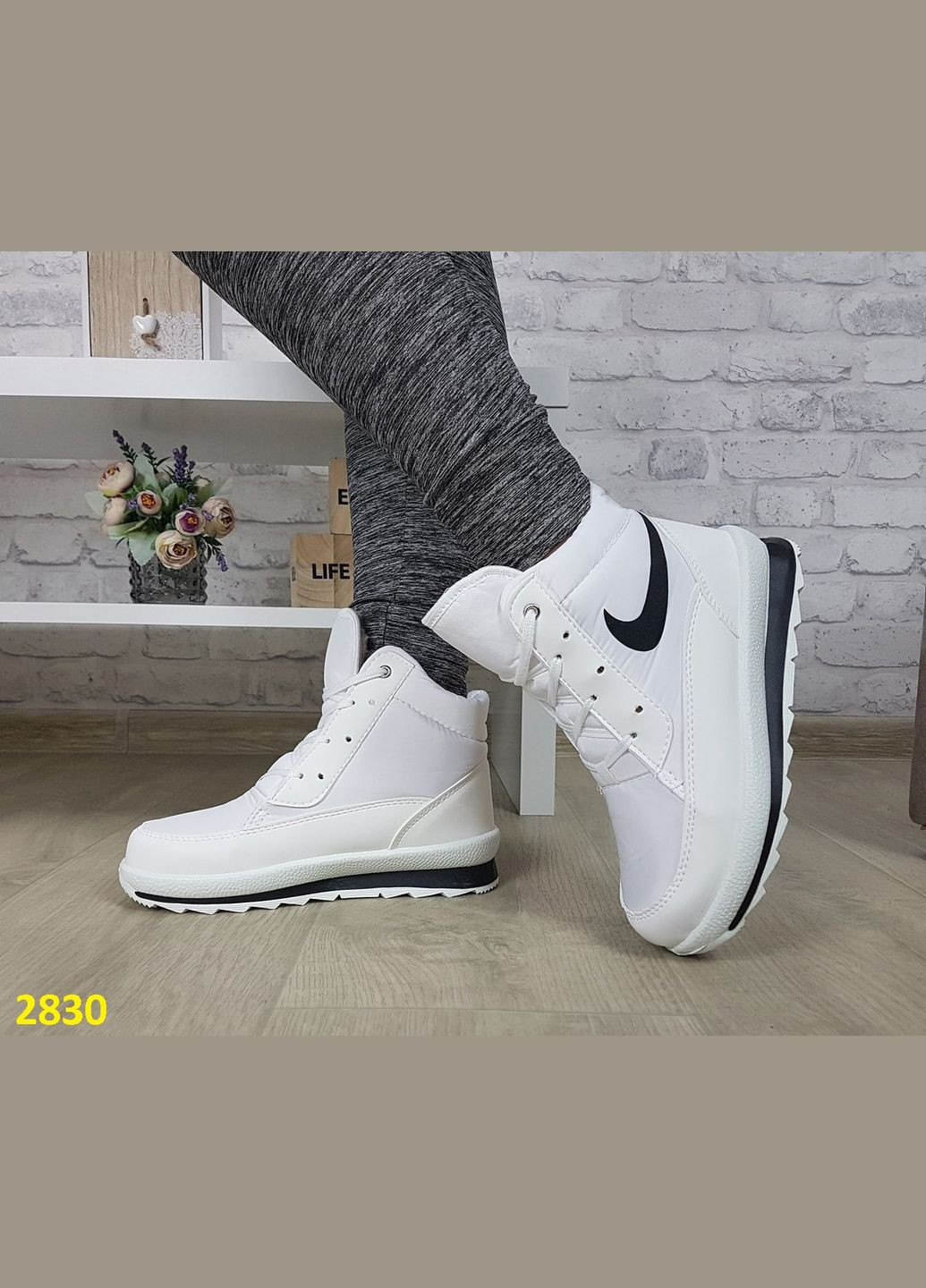 Зимние дутики ботинки белые No Brand