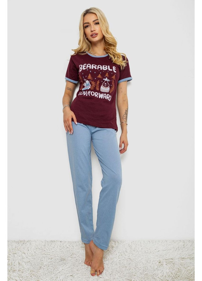 Бордова всесезон піжама жіноча з принтом,, 243r30018 Ager