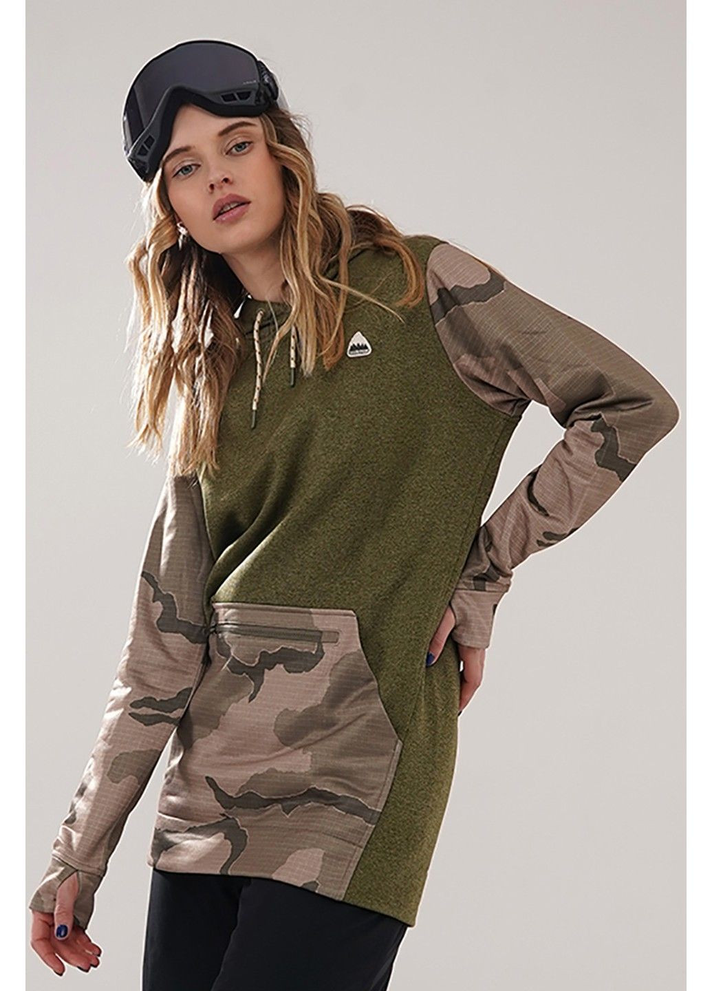 Худі W OAK LONG PULLOVER HOODIE martini olive heather/barren camo - 20840-W21 Burton (358497925)