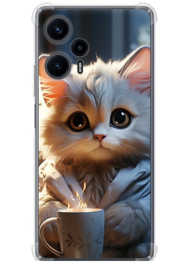 Силикон с усиленными углами чехол 'White cat' для Endorphone Xiaomi Redmi Note 12 Turbo (298290452)