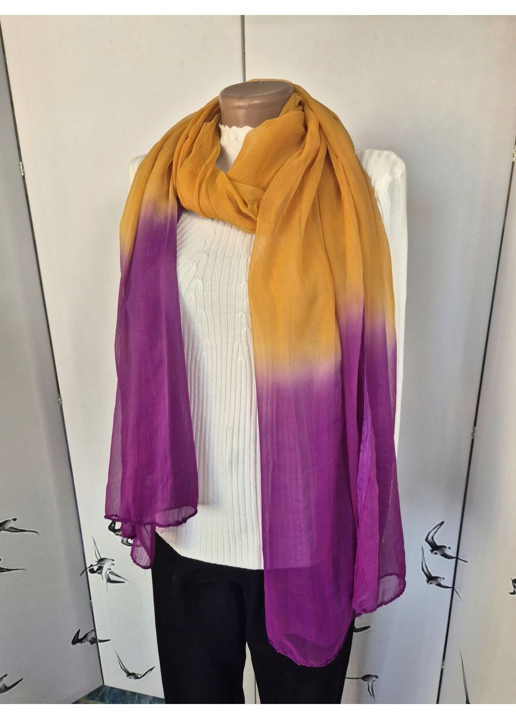 Шарф-палантин жіночий з градієнтним переходом літо-весна-осінь 200х97 см G&N (367047320)