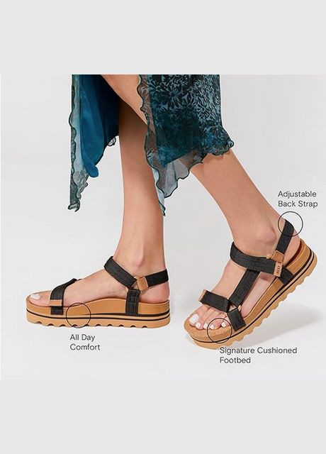 Босоніжки жіночі на платформі Reef Black/Tan (327878314)