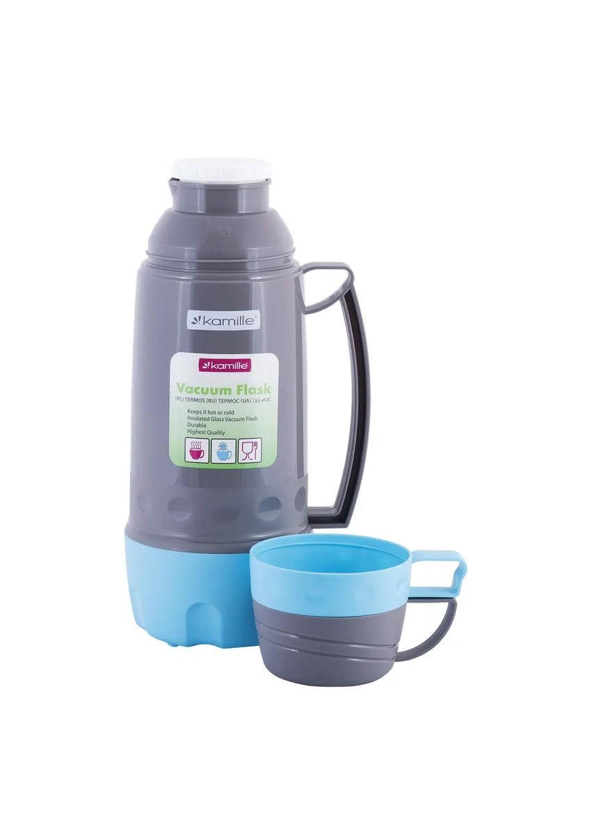 Термос 1000мл пластиковий зі скляною колбою KM-2080 Kamille (342117506)