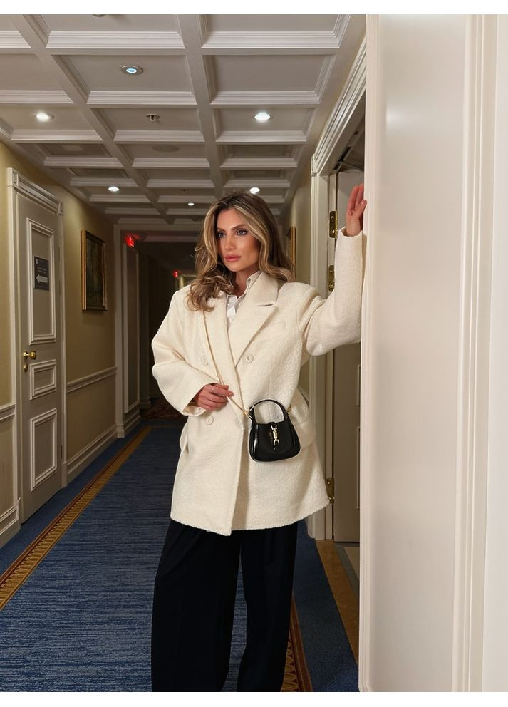 Молочное зимнее Женское полупальто с карманами MEXICO БУКЛЕ (mil601) milirud