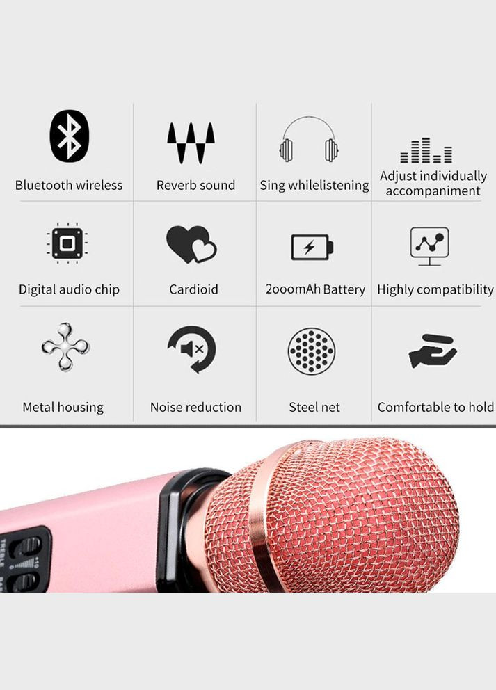 Караоке мікрофон K6 Premium рожеве золото (стерео) Losso (327041508)