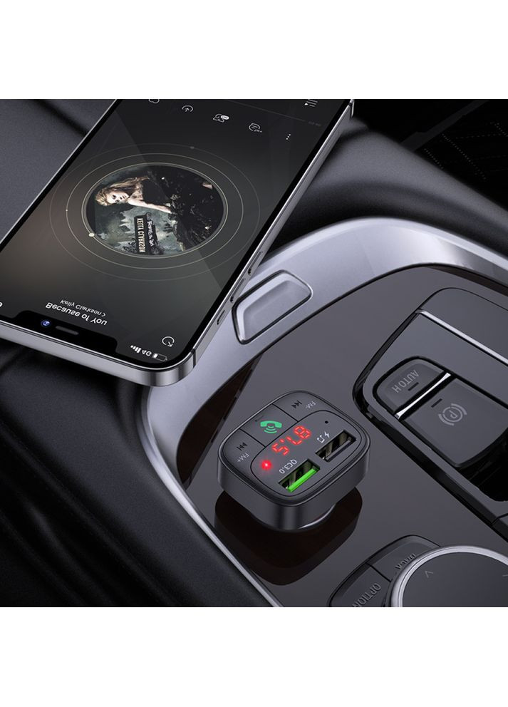 Автомобильное зарядное устройство с FM-трансмиттером и быстрой зарядкой E59 Promise QC3.0 Black Hoco (369931471)