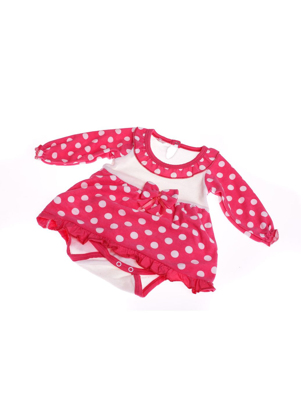 Боді сукня з довгим рукавом для дівчинки в горошок велюр рожеве MiniPapi 74 см (26874) BABYKROHA (297198094)