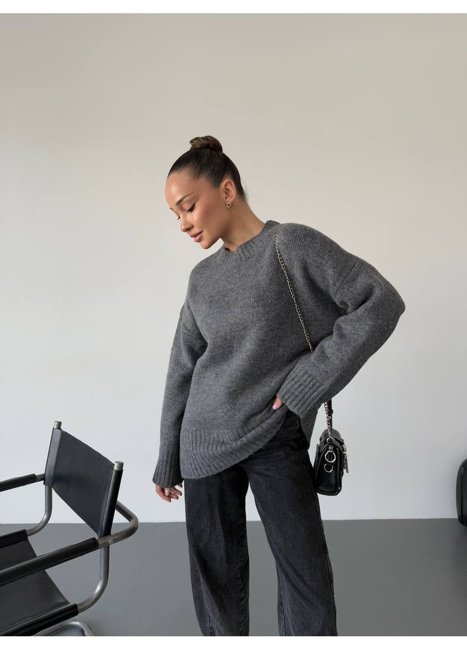 Графітовий демісезонний жіночий базовий светр Fashion