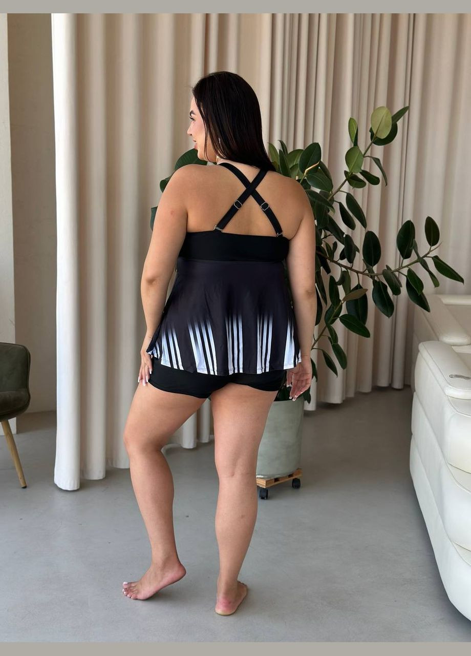 Черно-белый летний стильный удобный купальник раздельный No Brand