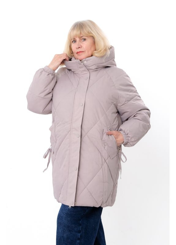 Світло-коричнева зимня зимова куртка жіноча подовжена плюс сайз з капюшоном (p-18513) Носи своє