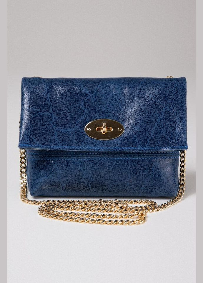Клатч Синій - Італійський жіночий клатч з натуральної шкіри на ланцюжку з відкидним клапаном та поворотним замком TAKEASY (350612598)