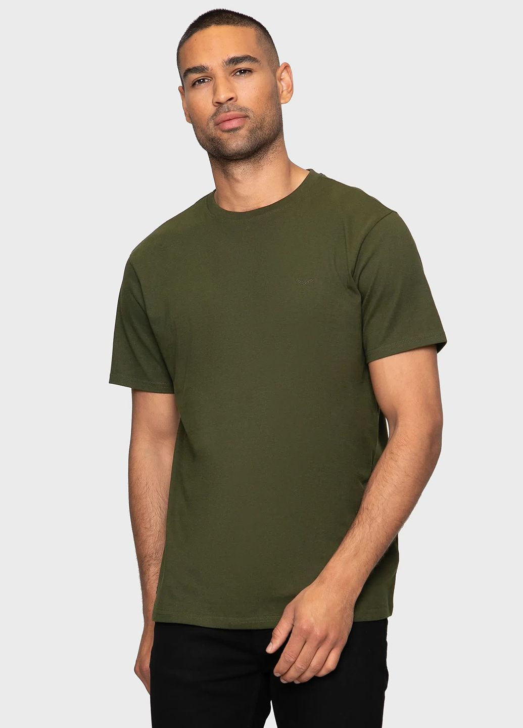Хаки (оливковая) футболка из хлопка Threadbare