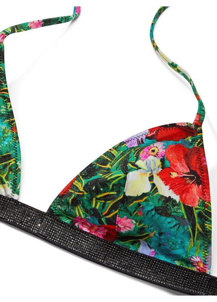 Комбинированный демисезонный купальник раздельный женский shine strap triangle bikini со стразами m цветочный Victoria's Secret